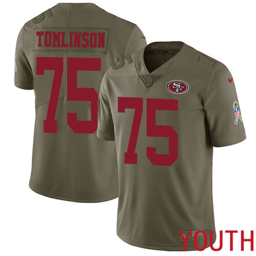 San Francisco 49ers Limited Olive Youth Laken Tomlinson NFL Jersey #75 2017 Salute to Service